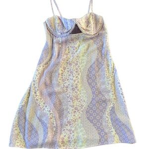 Vibrant Lavender and cream  Mini Sundress with Spaghetti Straps
